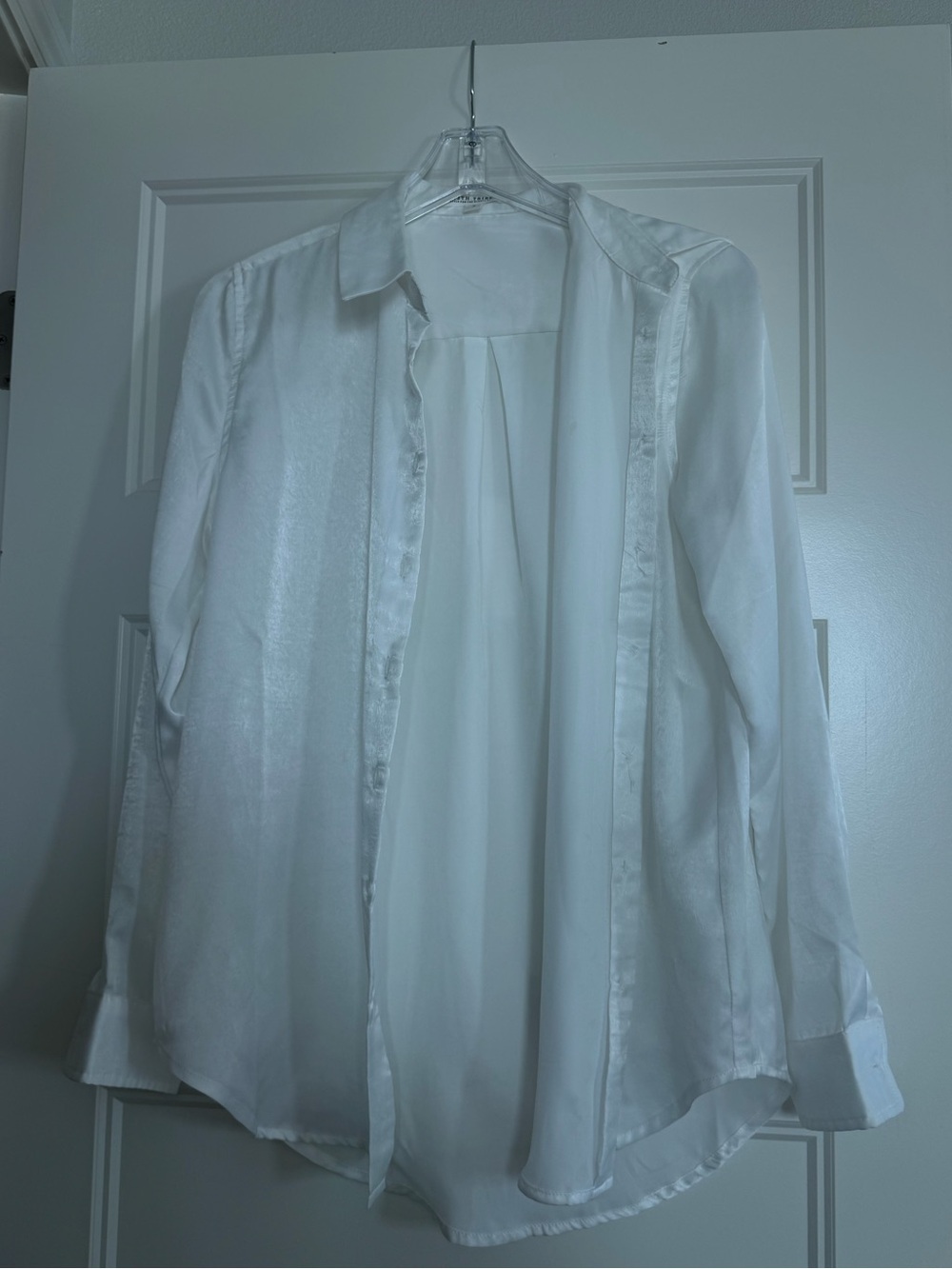 White Satin Button-Down Blouse - 12th Tribe